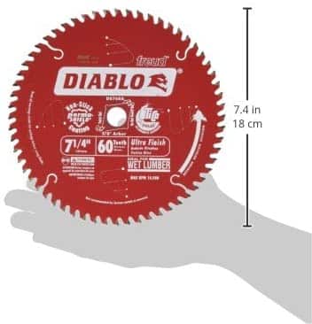 Freud D0760A Diablo 60 tooth blade diameter measurement