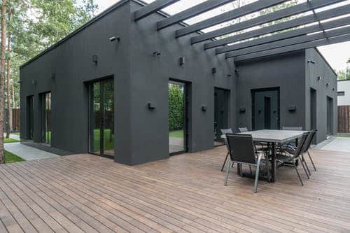 modern house with wooden deck