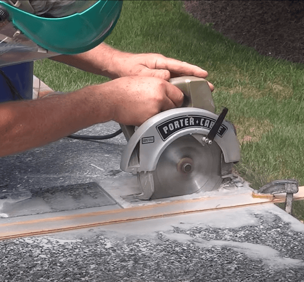 cutting granite tile with circular saw