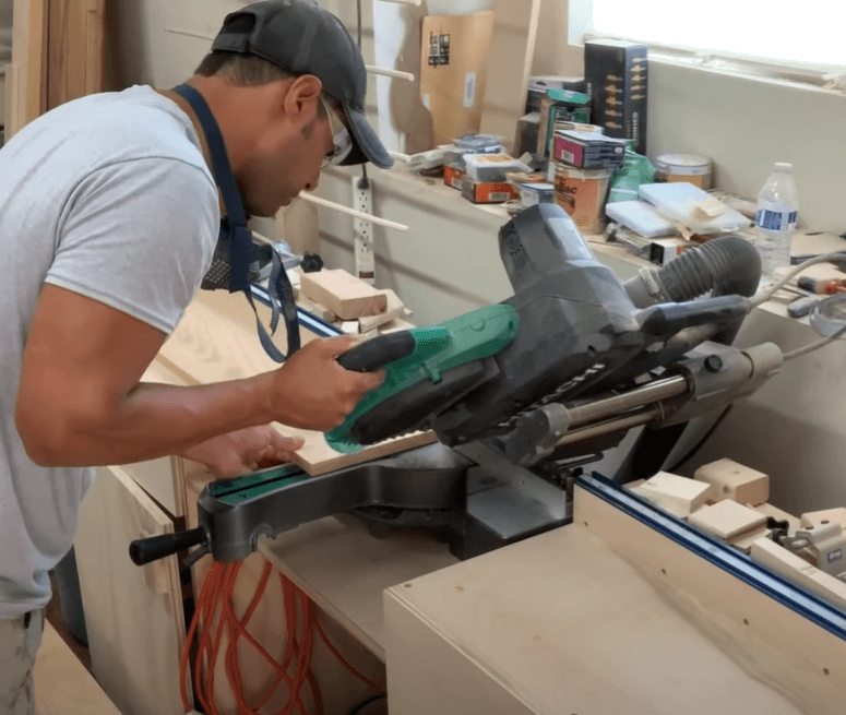 making a bevel cut on a miter saw