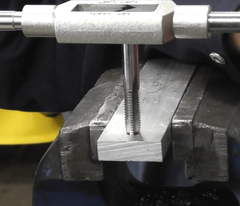 tap drilling with a clamp