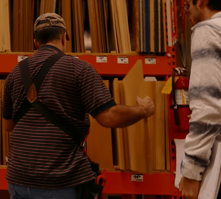 choosing plywood at Home Depot