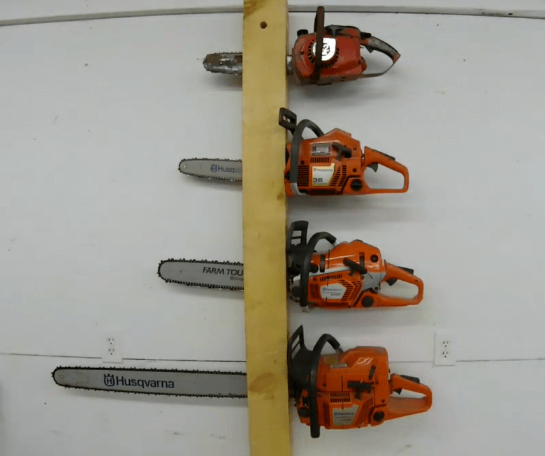 chainsaw mounted on wall
