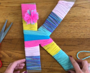 DIY Cardboard Letter Made From Yarn