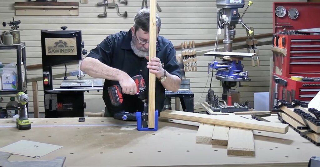 Marking and drilling the Stiles using a Pocket Hole Jig