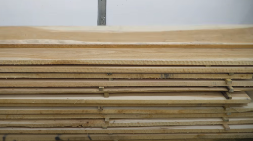 Stack of hickory wood ​board