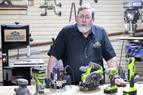 Rich showing his curated Ryobi tools
