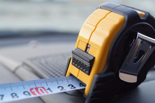 an extended measuring tape