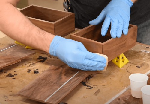 applying shellac over stain wood