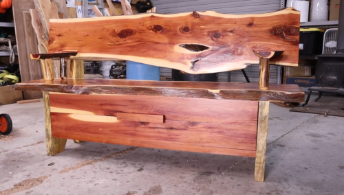 Cedar wood bench