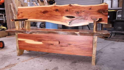 Cedar wood bench