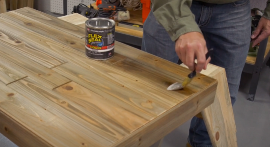 brushing tabletop with flex seal
