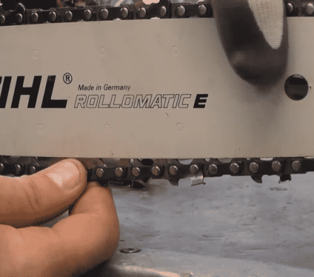 checking chainsaw chain tension