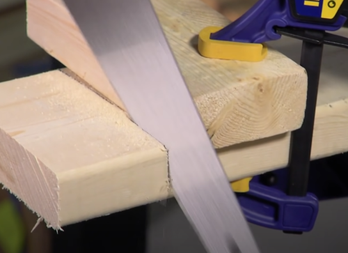 clamping and sawing wood