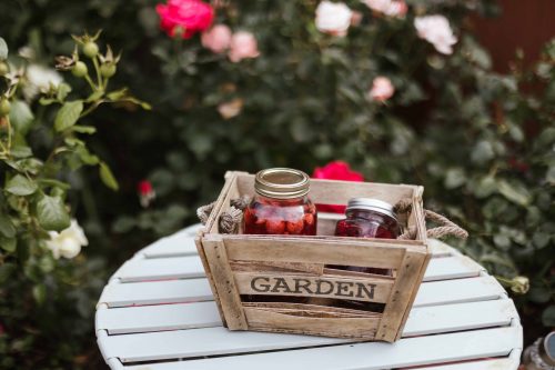 crate with fruit jams