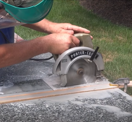 cutting granite tile with circular saw