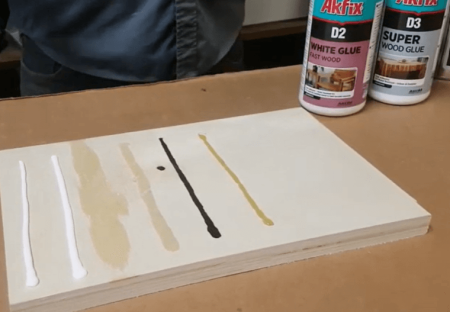 glue applied on the wood board