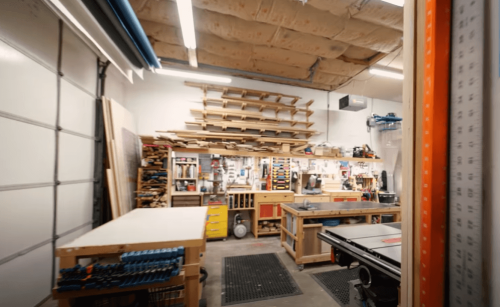 garage turned into woodworking shop