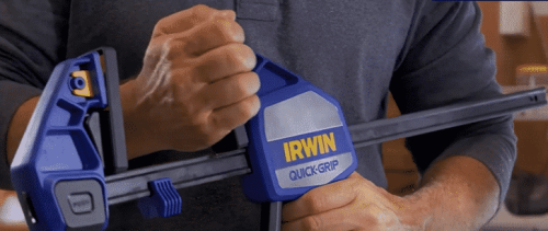 man using IRWIN QUICK-GRIP Mini Bar Clamps