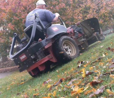 mowing a slopy ground