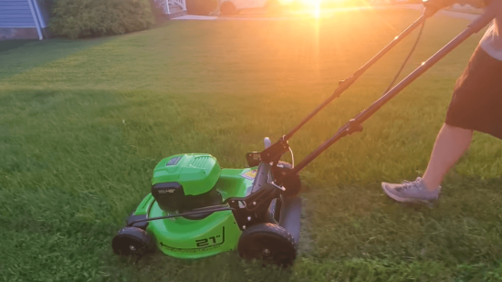 mowing with Greenworks 48V 20-inch Cordless Push Lawn Mower