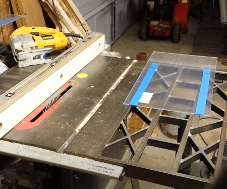 plexiglass on a table saw