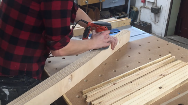 preparing wooden slats for window blinds