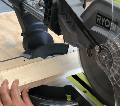 preparing and securing board to cut with a miter saw