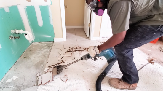 removing tiles from concrete floor