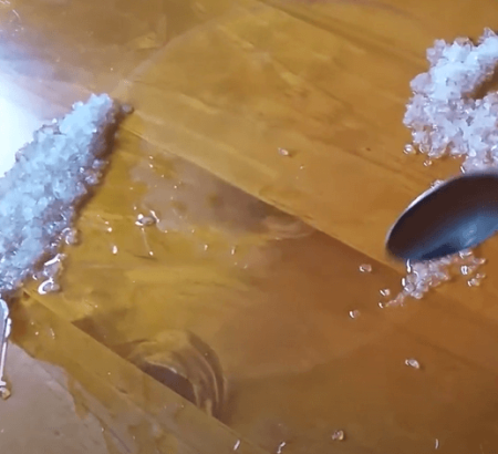 salt and oil to remove stain on wood