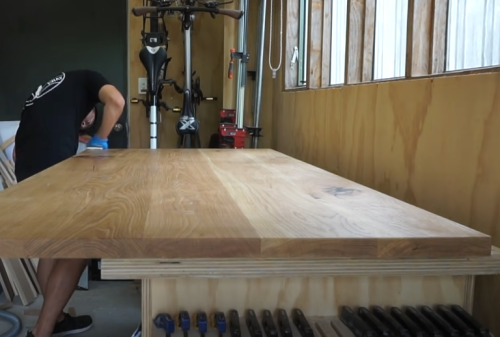 sanding wood table