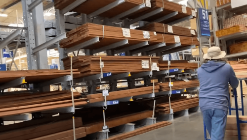 shopping for wood at Lowe's