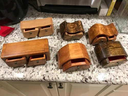 six bandsaw boxes by Edwin