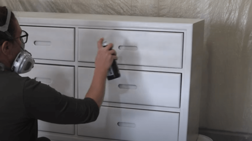spray painting cabinet drawer