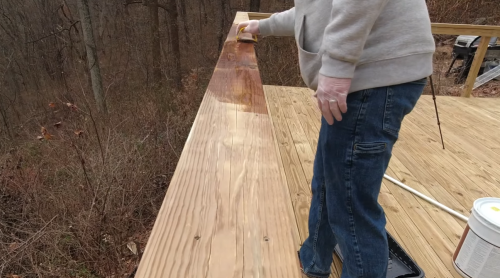 staining deck rails with Ready Seal Exterior Stain and Sealer for Wood