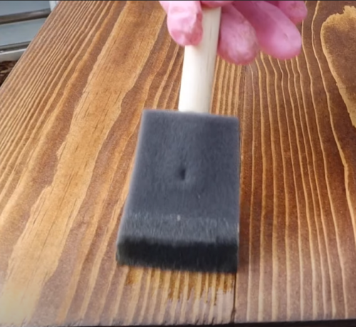 staining wood with foam brush