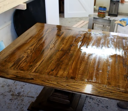 table with polyurethane varnish top coat