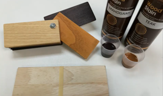 testing wood stain on rubberwood