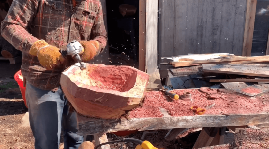 wood carving Cedar bowl