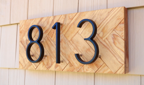 wooden Address Number Sign