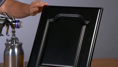 wooden board painted with General Finishes Water-Based Enduro Black Poly